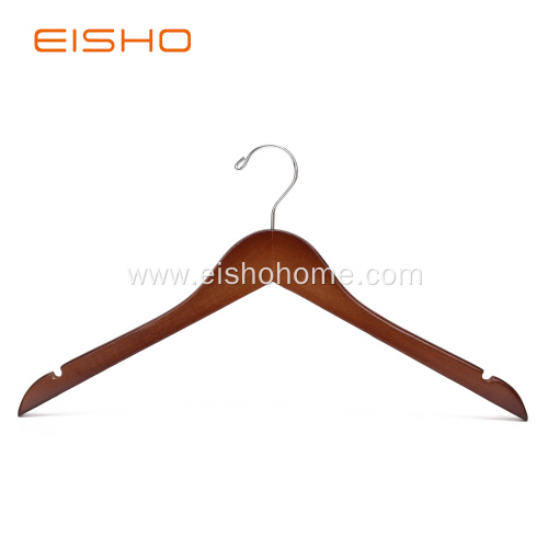 EISHO Reddish Brown Wooden Top Hangers With Notches